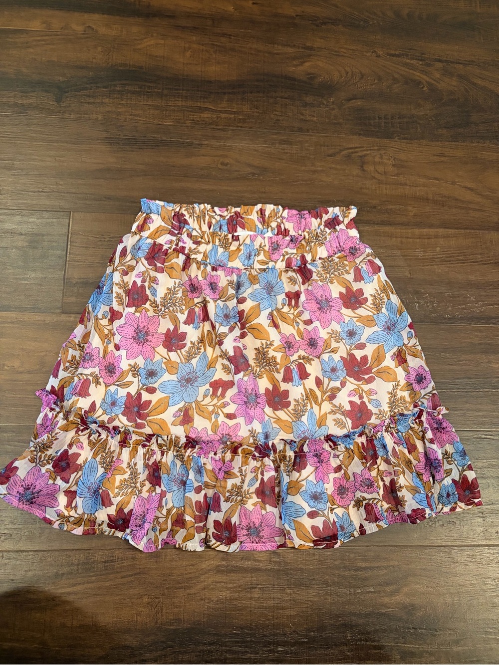 Vineyard Vines Floral Ruffle Smocked Mini Skirt Small Pink Boho